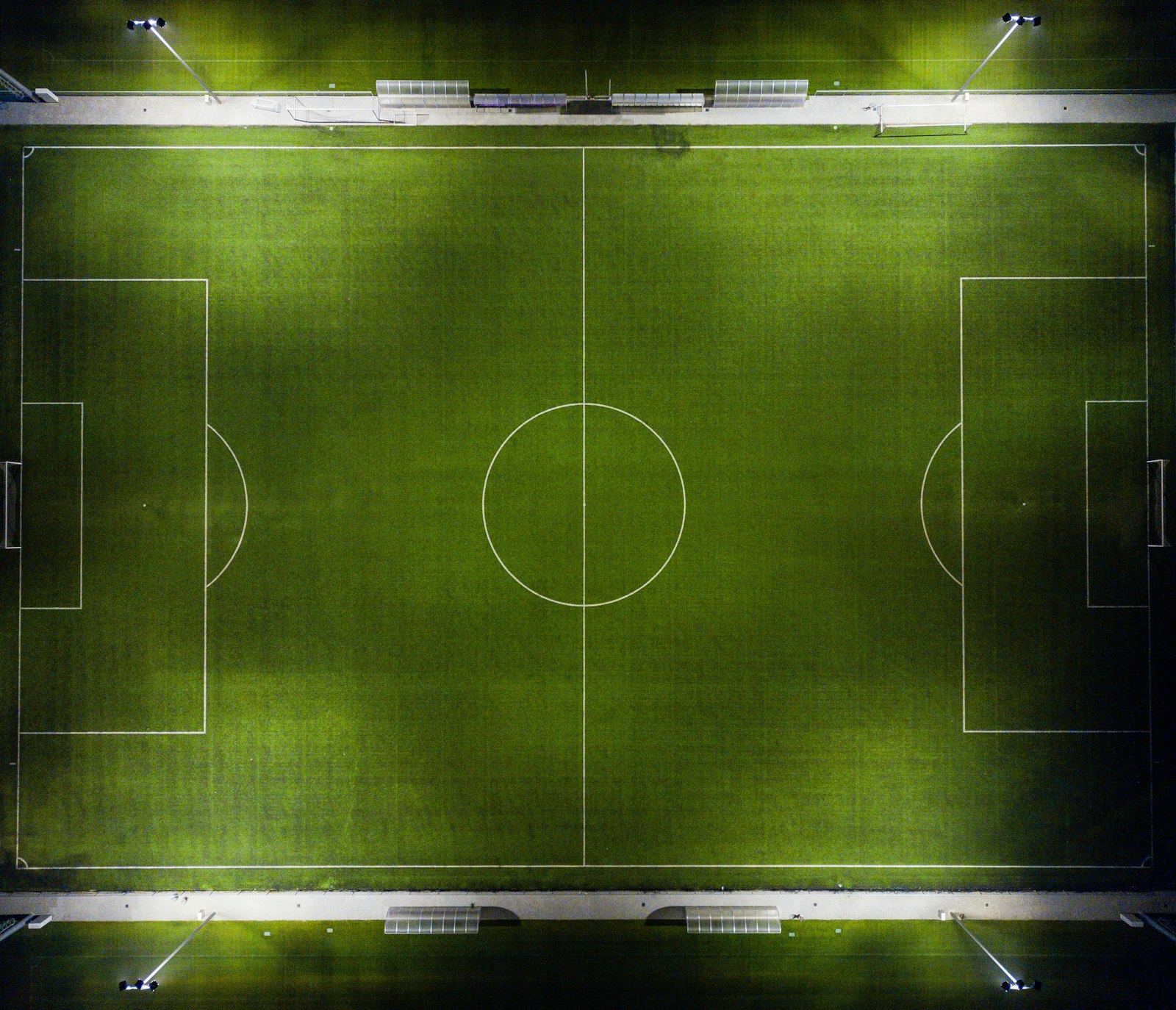 Voetbalveld van bovenaf gezien